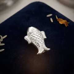 Pure Silver Auspicious Fish Idol