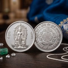 999 Pure Silver Shree Kuber & Shree Yantra Coin | Dream Design Jewellery