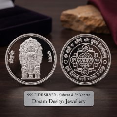 999 Pure Silver Shree Kuber & Shree Yantra Coin | Dream Design Jewellery