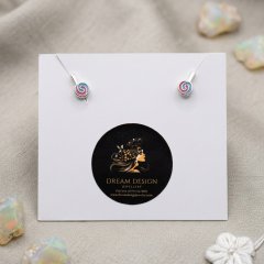Dreamy Swirl Lollipop 925 Silver Kids Screw Back Earrings