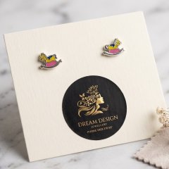 Dreamy Rocking Horse 925 Silver Kids Screw Back Earrings