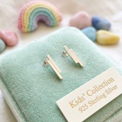 Minimalist Double Bar Sterling Silver Kids Studs