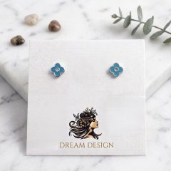Lucky Blue Clover 925 Silver Kids Studs