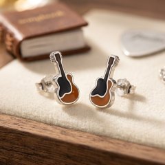 Acoustic Guitar 925 Silver Kids Studs