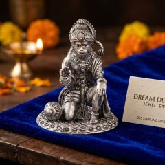 925 Sterling Silver Lord Hanuman Idol with Gada | Dream Design Jewellery
